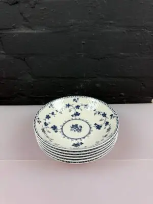 6 x Royal Doulton Yorktown T.C.1013 Ribbed Cereal Bowls 6.75" Wide Set