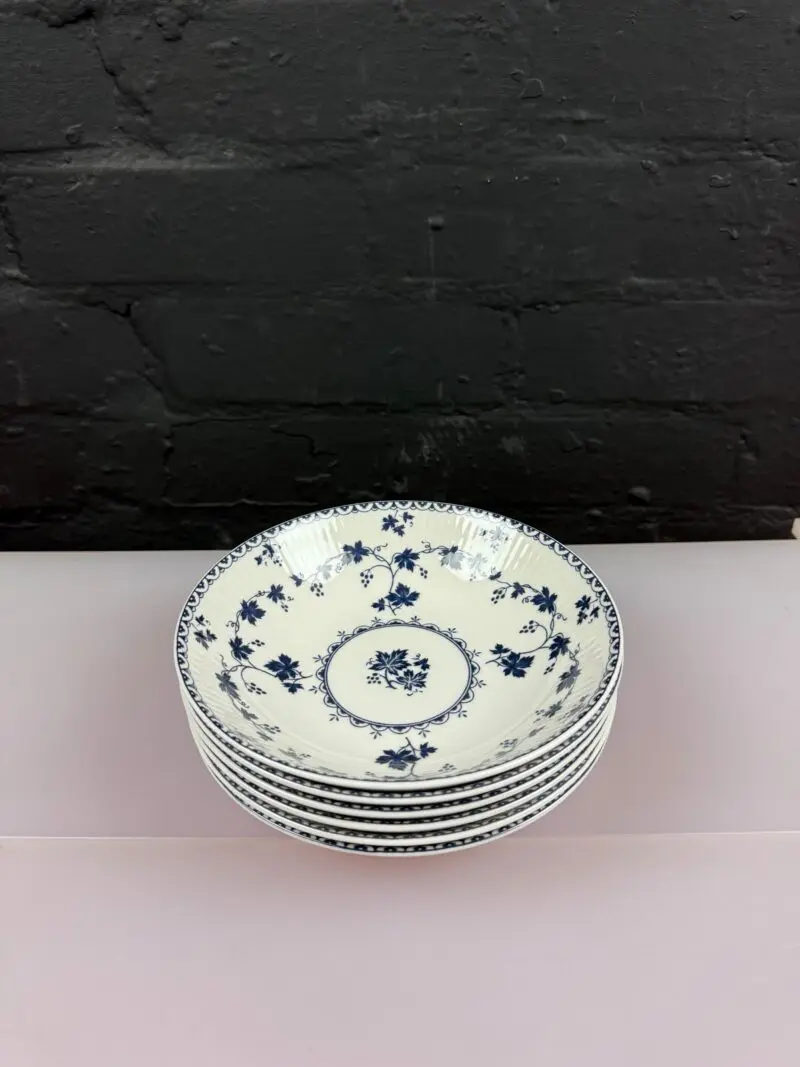 6 x Royal Doulton Yorktown T.C.1013 Ribbed Cereal Bowls 6.75" Wide Set