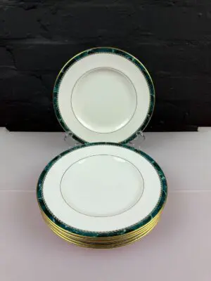 6 x Royal Worcester Medici Green Salad Plates 20.5 cm Wide Set