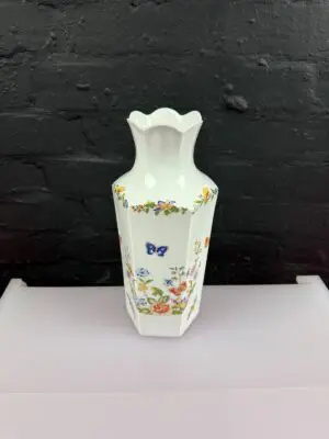 Aynsley Cottage Garden Extra Large Fluted Hexagonal Vase 12.5" HIgh