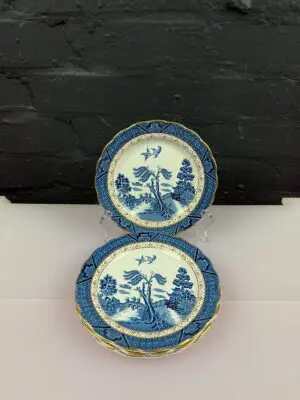 Booths Real Old Willow A8025 Gold Trim Tea / Side Plates 17.5 cm Wide Set of 4