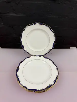Coalport 9235 Admiral Cobalt Blue Salad Plates 7.75" Wide Set of 4
