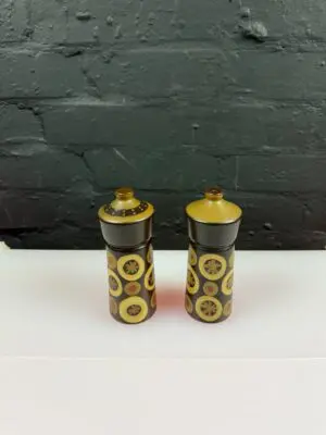 Denby Arabesque Tall Salt and Pepper Pot / Shakers 5.75" High Cruet Set