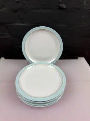 Denby Blue Linen Salad Plates 22 cm Wide Set of 6