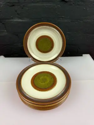 Denby Potters Wheel Green Salad Plates 8.25" Wide Set of 6