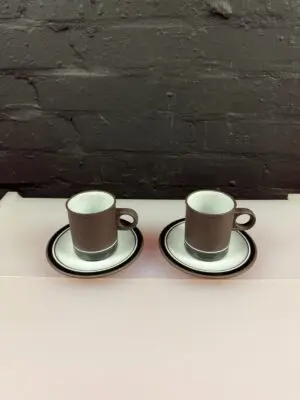 Hornsea Contrast Coffee Cups and Saucers Set of 2