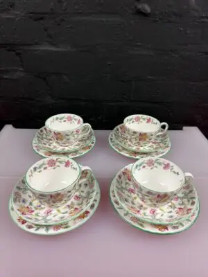 Minton Haddon Hall Tea Trios Cups Saucers and Side Plates Set of 4