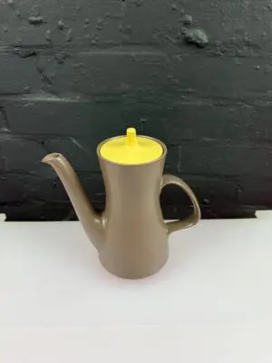 Poole Twintone Sweetcorn Yellow and Brazil Brown Coffee Pot