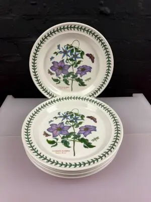 Portmeirion Botanic Garden Virgins Bower Dinner Plates 10.5" Wide Set of 6