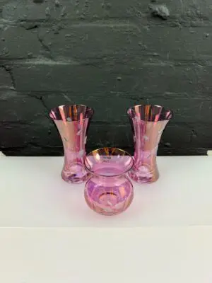 Royal Albert Giftware Purple Rose Bouquet 14 cm Vases + Posy Vase 9 cm Set