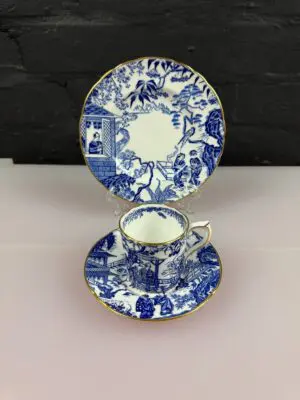 Royal Crown Derby Mikado Coffee Trio Cup Saucer & Side Plate Set