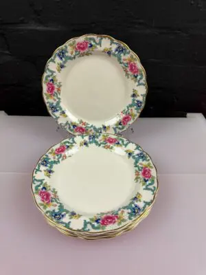 Royal Doulton Booths Floradora Gold TC1127 Salad Plates 21.5 cm Wide Set of 6