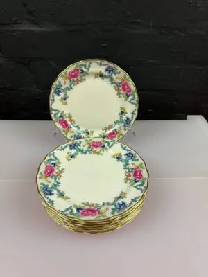 Royal Doulton Booths Floradora Gold TC1127 Side Tea Plates 17.5 cm Wide Set of 8