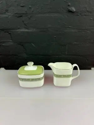 Royal Doulton Rondelay H5004 Milk Cream Jug 3.75" High & Covered Sugar Bowl Set