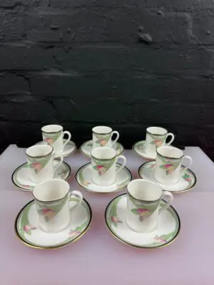 Royal Doulton Vogue Awakening TC1162 Coffee Cups / Cans and Saucer Set of 8