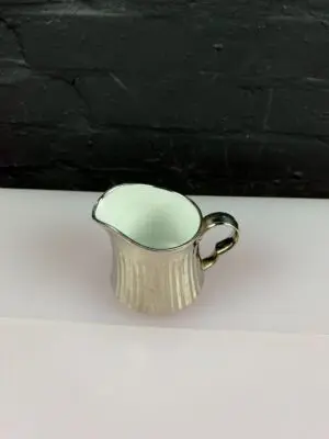Royal Worcester Lustre Silver Ribbed Milk / Cream Jug 4.25" High