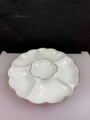 Royal Worcester White & Gold Hors D'Oeuvres Appetizer Serving Dish 6 Sections