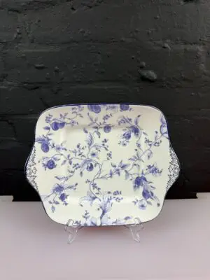 Wedgwood Blue Plum Eared Square Cake / Bread Plate 11" Wide