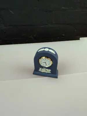 Wedgwood Jasper Ware Portland Blue Small Mantel Clock 8.5 cm High
