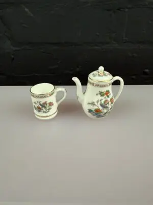 Wedgwood Kutani Crane Miniature Coffee Pot and Tankard Mug