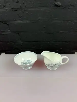 Wedgwood Susie Cooper Glen Mist Milk / Cream Jug 3.5" and Open Sugar Bowl Set
