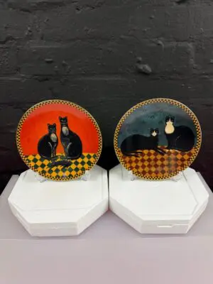2 x Brooks & Bentley Lenox Warren Kimble Cat Collection Collectors Plates