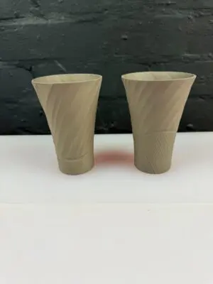 2 x Wedgwood Jasper Ware Brown Night and Day Vases / Beakers 12 cm High Set