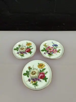 3 x Furstenberg Porcelain Coasters Floral Flowers 10 cm Wide Set 02199