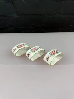 3 x Royal Crown Derby Derby Posies Napkin Rings XLIX 1986 2nd Quality Set