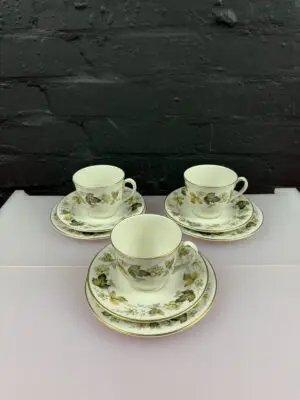3 x Royal Doulton Larchmont TC1019 Tea Trios Cups Saucers and Side Plate Set