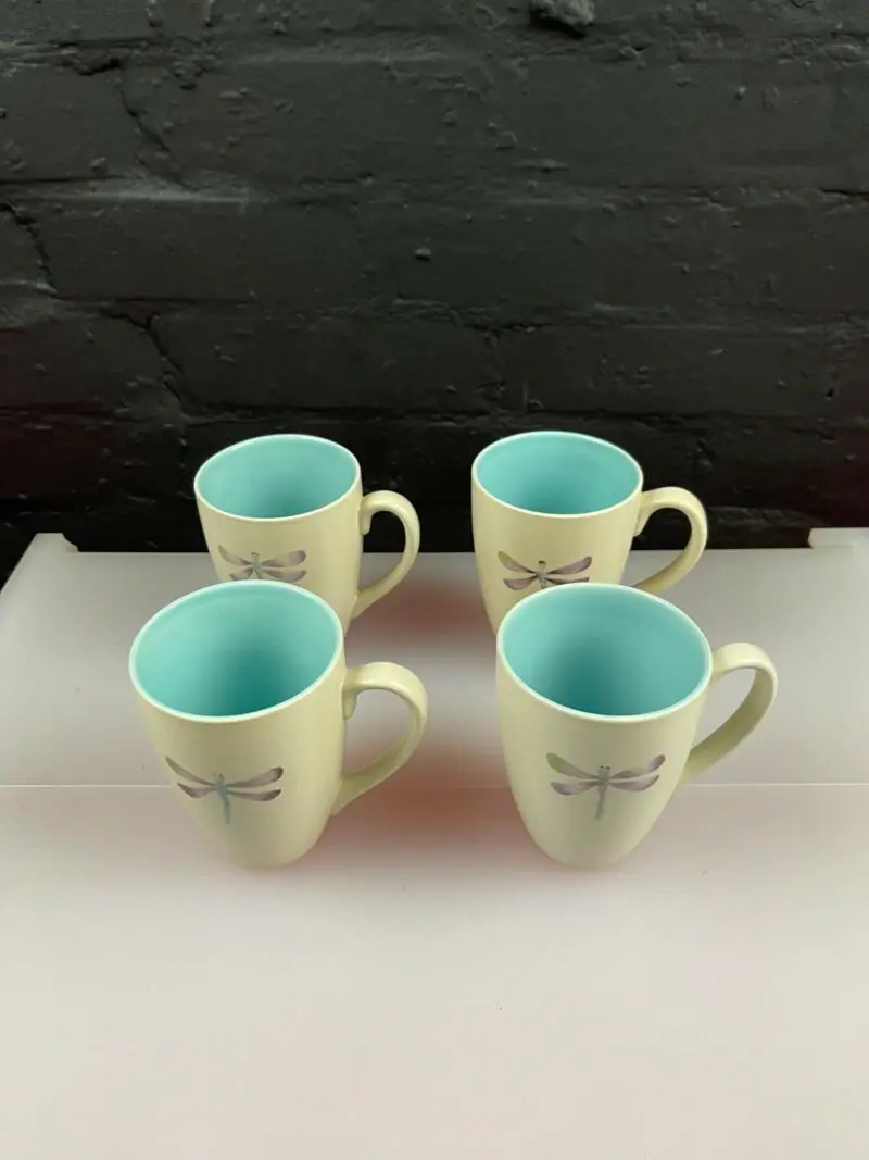 4-x-Jaliang-Collection-Dragonfly-Mugs-Blue-Inside-and-Cream-45-High-Set-224882512292 4 x Jaliang Collection Dragonfly Mugs Blue Inside and Cream 4.5" High Set