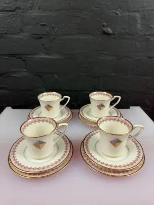 4 x Noritake Momentum 7734 Tea Trios Cups Saucers and Side Plates 2 Sets