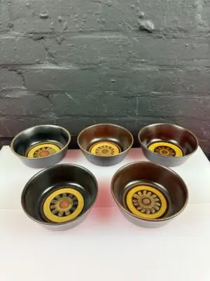 5 x Denby Arabesque Cereal / Soup Bowls 15 cm Wide Set