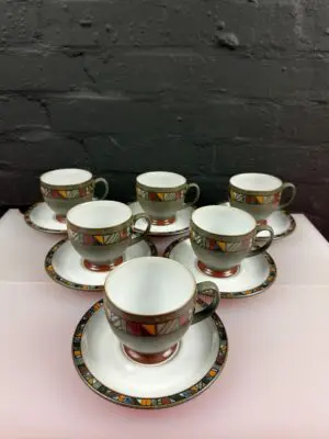 6 x Denby Marrakesh Tea Cups and Saucers 1st Quality Set