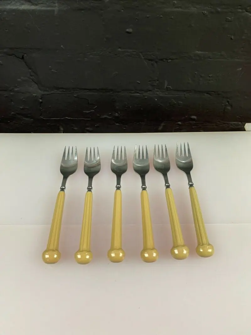 6 x Denby Regency Ribbed Seville Beige Dinner Forks 8"