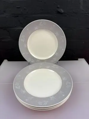 6 x Royal Doulton Bridal Veil D.6459 Dinner Plates 26 cm Wide Set