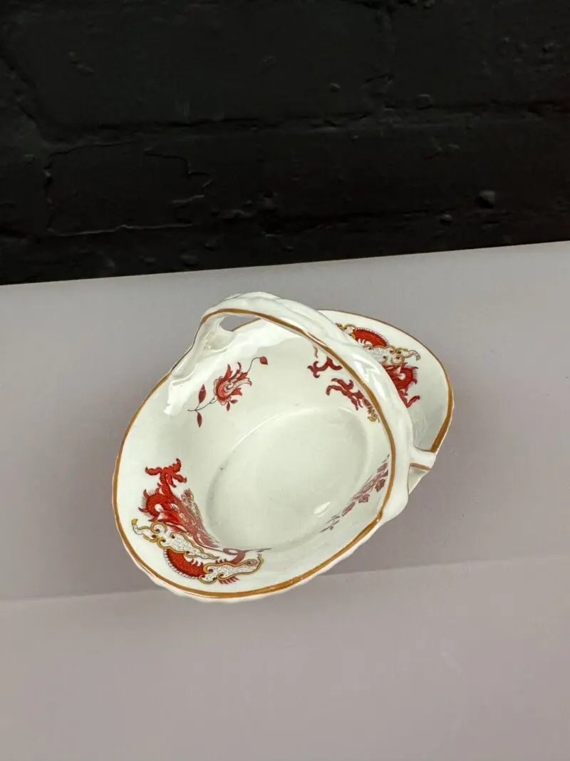 Crown Staffordshire Rangoon Handled Basket Sweet Dish Trinket 5.75" Wide x 4"