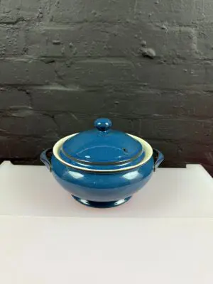 Denby Boston Blue Covered Handled Casserole Vegetable Serving Dish