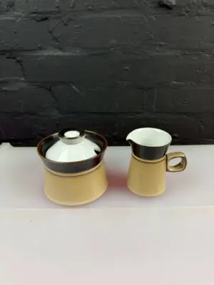 Denby Country Cuisine Milk Cream Jug 10 cm and Large Covered Sugar Bowl Set