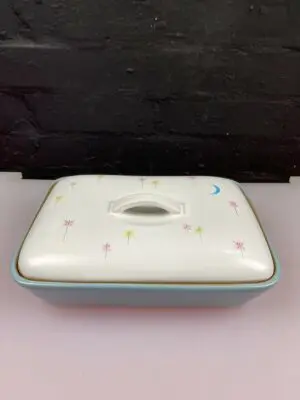 Denby Dream Stars Moon Rectangular Divided Covered Casserole Dish RARE