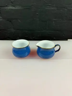 Denby Imperial Blue Milk / Cream Jug 7 cm and Open Sugar Bowl Set