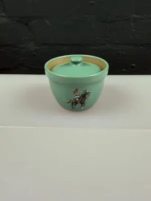 Denby Manor Green Horses Stoneware Lidded Pot 3" High x 4" Wide