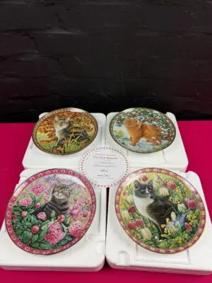 Full Set Lesley Anne Ivory Collectors Cat Plates The Four Seasons Danbury Mint