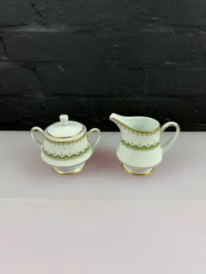 Noritake Katrina 2254 Cream / Milk Jug 9.5 cm and Covered Sugar Bowl Set