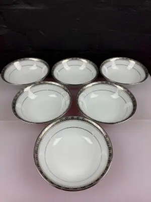 Noritake Legacy Platinum 4281 Cereal Bowl 16 cm Wide 2 Sets of 6 Available