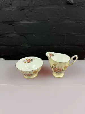 Paragon Brown Autumn Flowers Milk / Cream Jug 4" and Open Sugar Bowl Set
