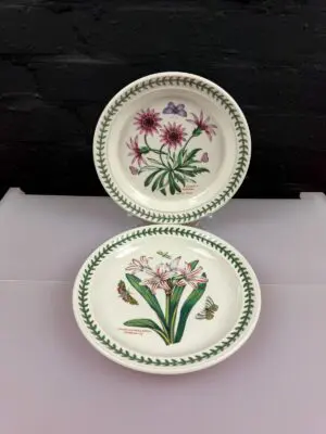 Portmeirion Botanic Garden Salad Plates Treasue Flower + Lily 8.5" Wide Set of 2