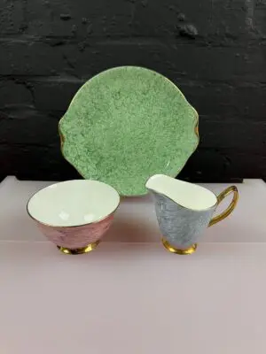 Royal Albert Gossamer Harlequin Eared Cake / Bread Plate Jug and Sugar Bowl