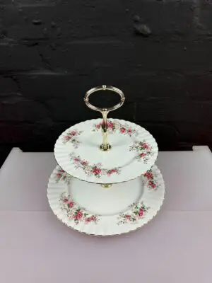 Royal Albert Lavender Rose 2 Tier Cake Stand ( Dinner and Salad Plates )
