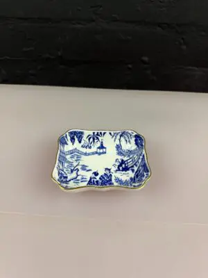 Royal Crown Derby Blue Mikado Rectangle Trinket Dish 3.75" XLVI 1983